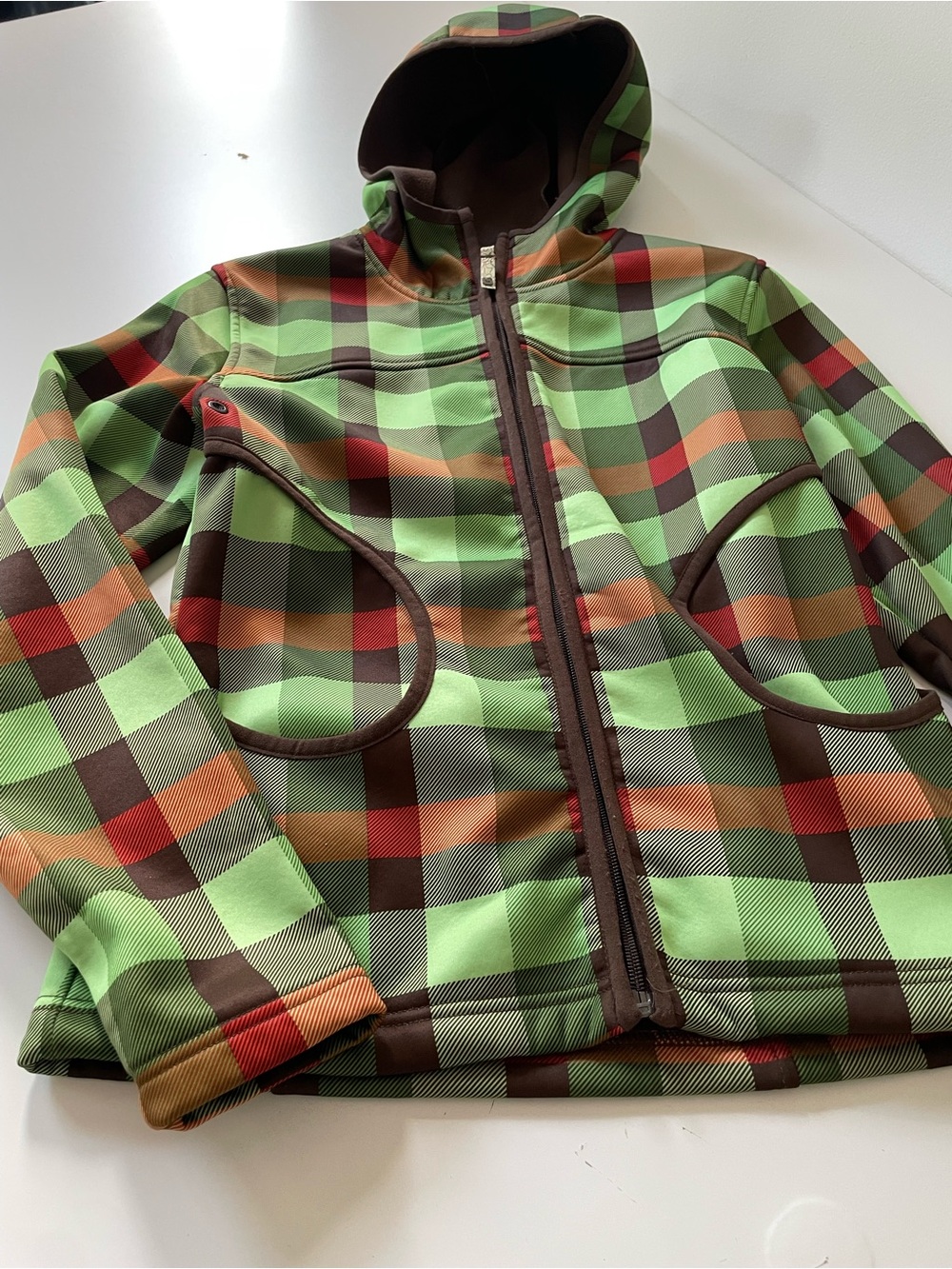Burton women’s ' Green Plaid Hooded Jacket